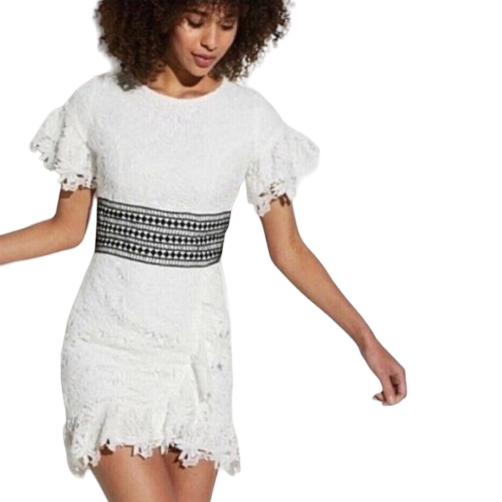 Bardo Reese White Floral Crochet Lace A-line Dress